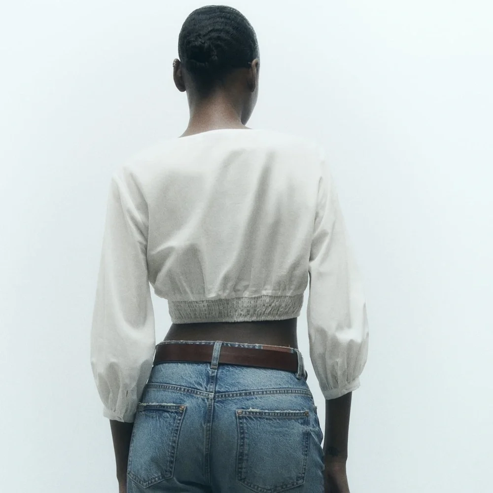 ZARA cropped top with openwork embroidery